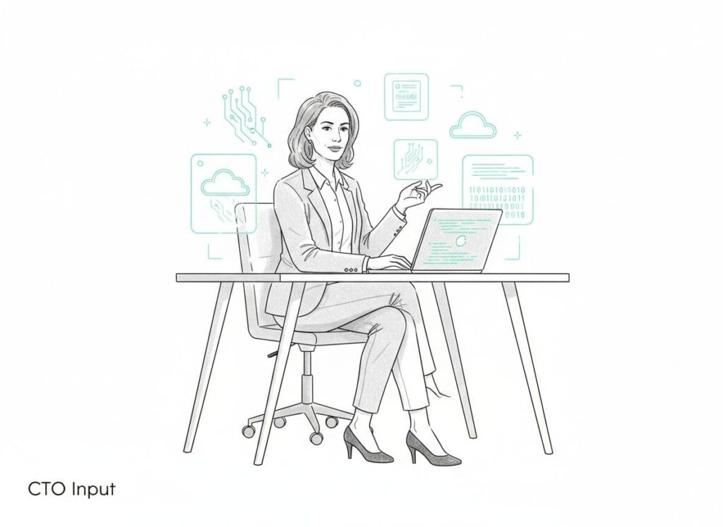 Confident technology advisor guiding business team on digital strategy