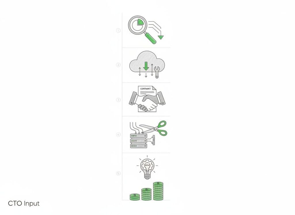 CIO reviewing dashboard for technology cost optimization results