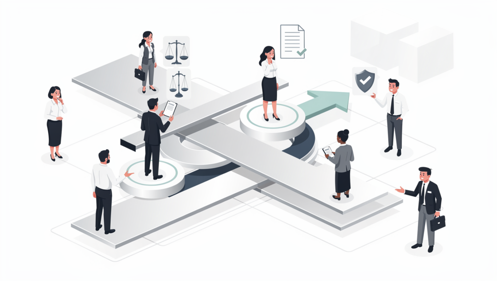 A group of people navigating ethics and compliance