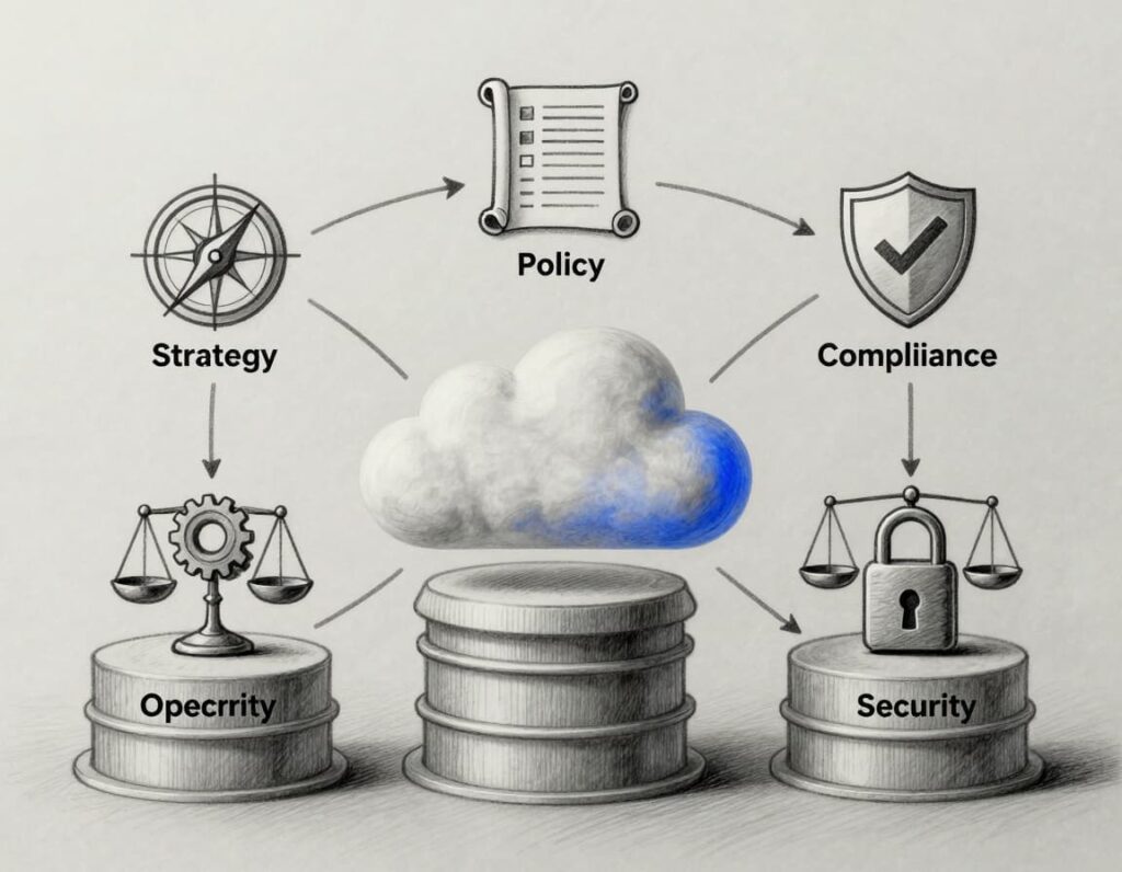 An image of a cloud governance model in action.
