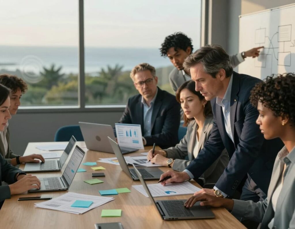 a team working with a fractional CTO for acquisition readiness - making the deal tech ready