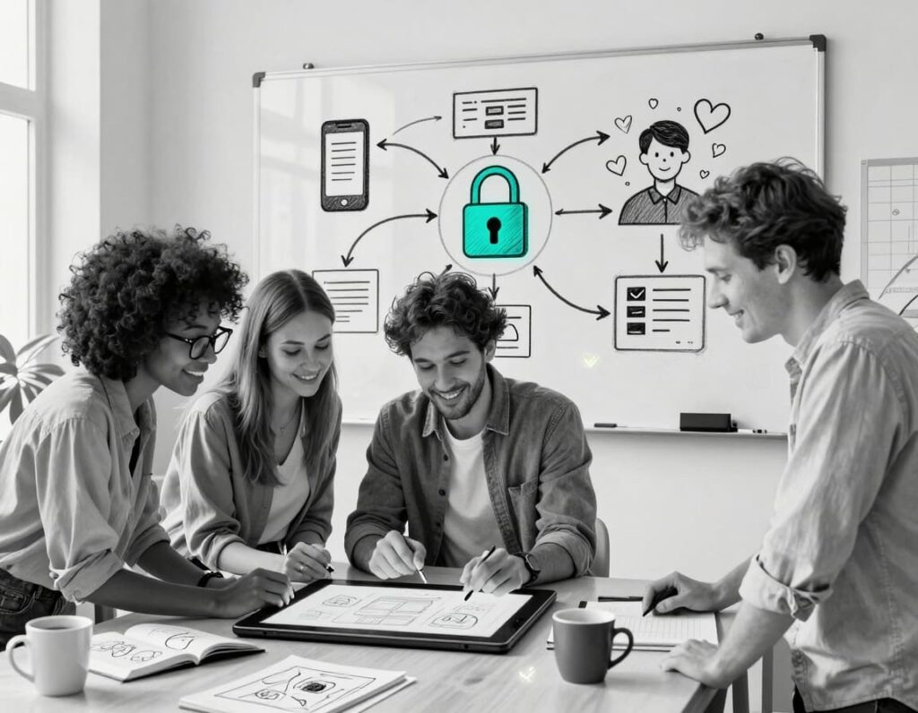 Image of people designing a simple, secure digital customer journey that customers love