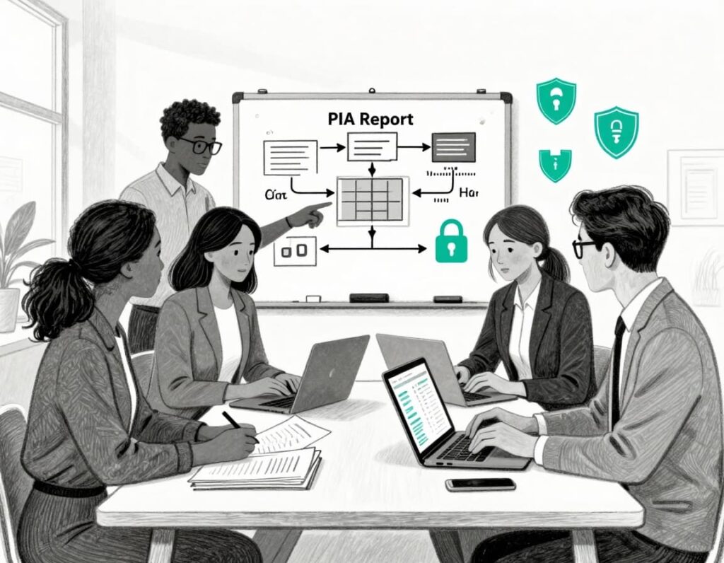 An image of a team performing a privacy impact assessment for legal nonprofits