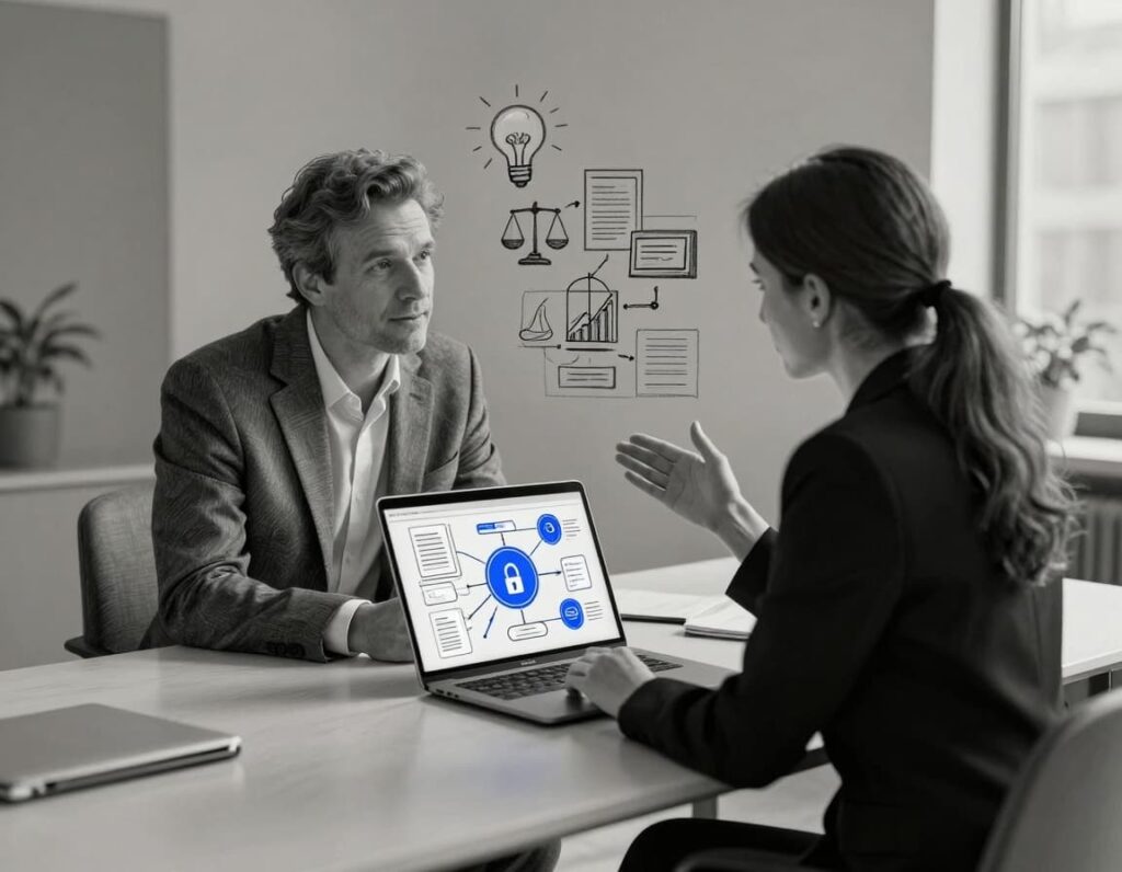 An image of a leader getting executive coaching on digital strategy legal