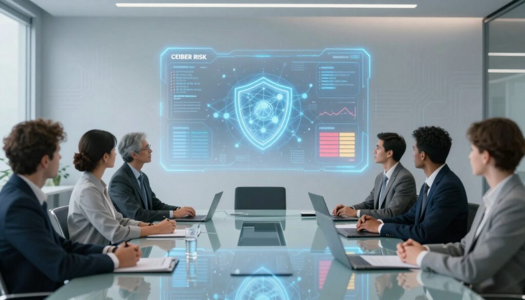 A team cyber reviewing a risk reporting template for justice services organizations