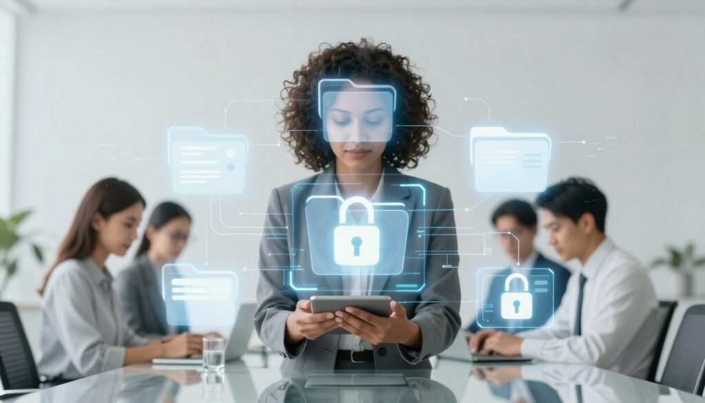 An image that represents a team reviewing a data retention policy for legal services