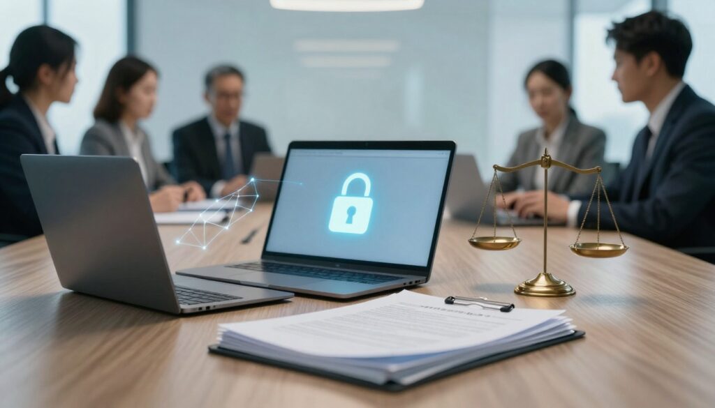 A team discussing their Data Security Strategy for Access to Justice Organizations