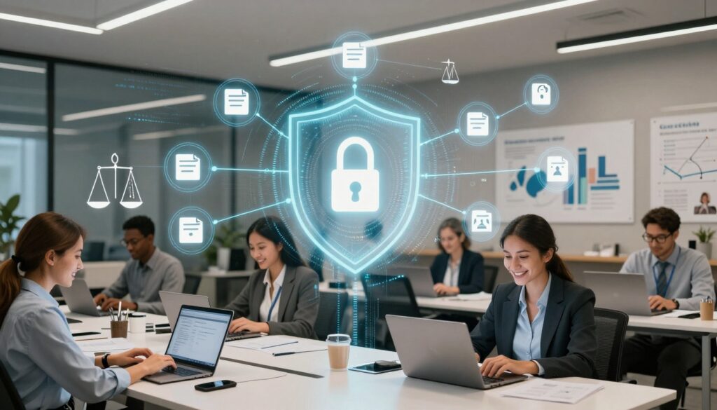 A team working together inside of a legal nonprofit crm integration