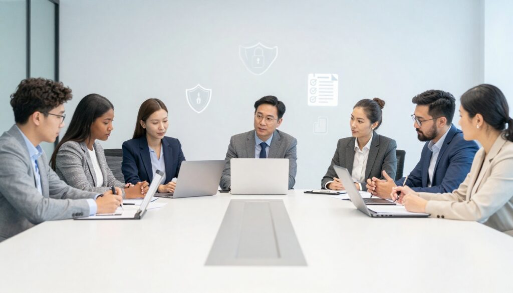 A team formulating what the minimum cybersecurity controls for nonprofits are.