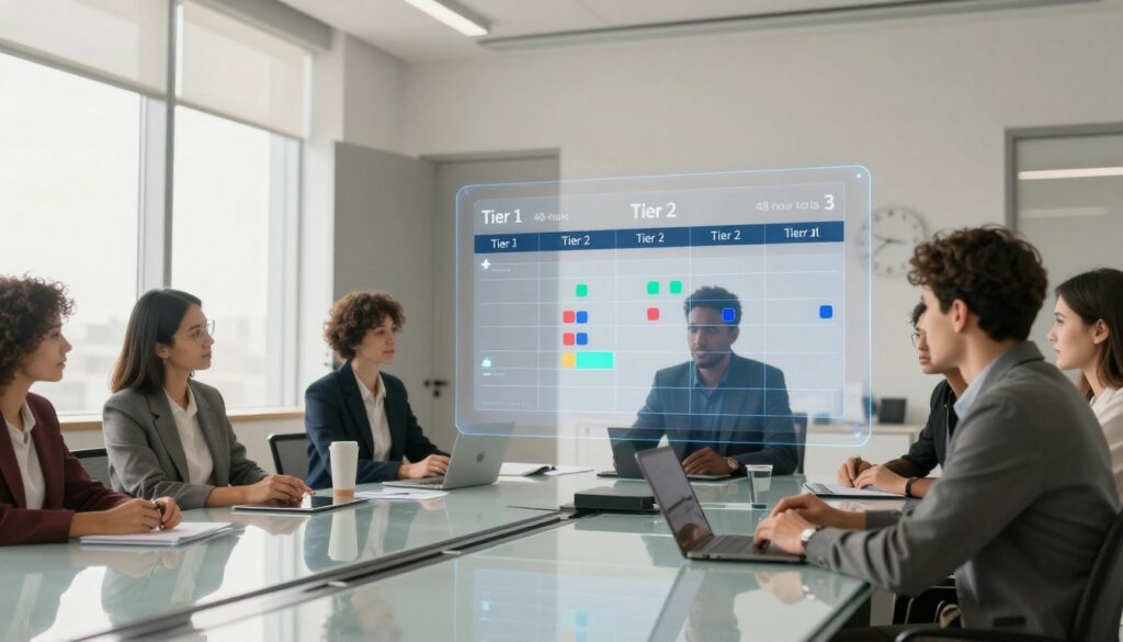 A team following a 3 tier intake triage model