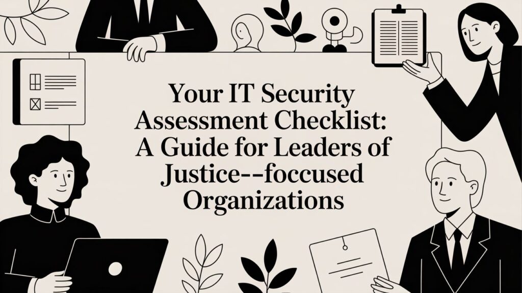 An image of an IT security assessment checklist being used by a team