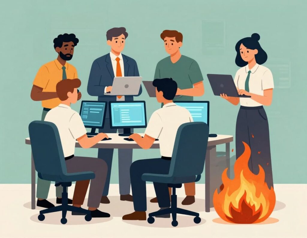 An image that portrays why teams are stuck in IT firefighting