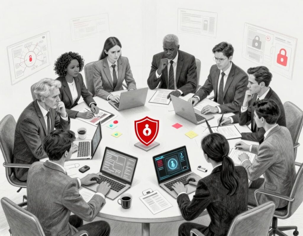 An image of a board and executive team taking part in a cyber resilience tabletop exercise