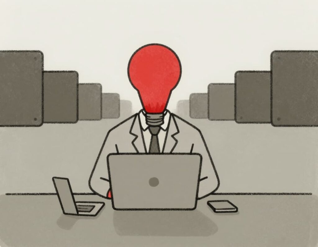 Minimalist editorial illustration in sketch-style line art with soft pencil texture, using mostly neutral tones and a single bold accent color on a clean white background, depicting cyber risk clarity for boards.