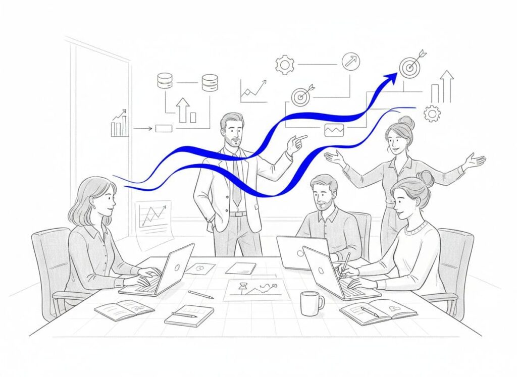 Team working on a Business-Driven Data Strategy