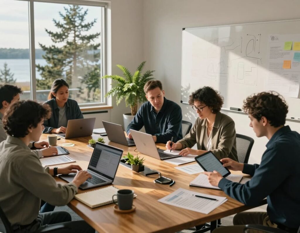 An image of a team of people who are learning how to audit their tech stack without starting a civil war in their company