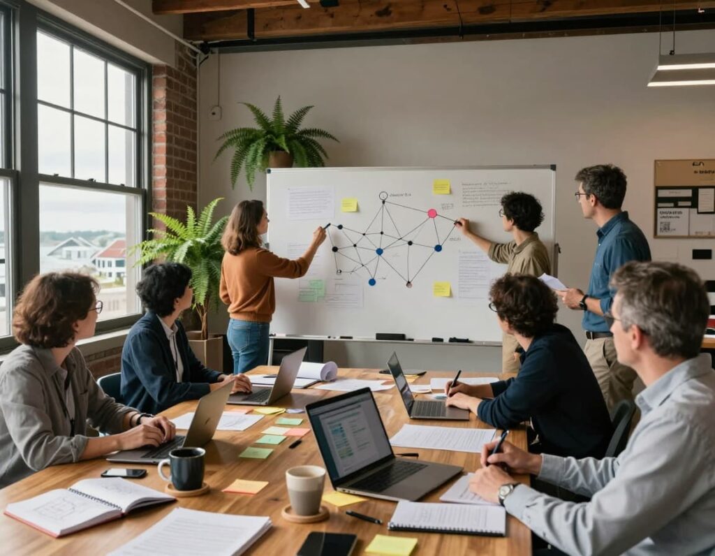 An image of a team performing nonprofit systems map workshop