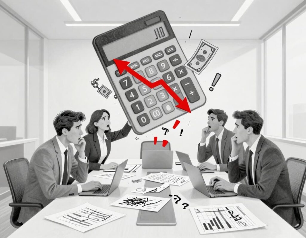 Image that shows people calculating the cost of ignoring data quality in executive decisions