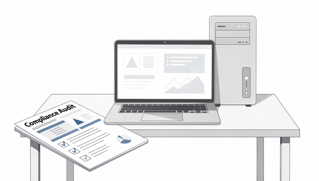 Computer with a professional CMMC 2.0 compliance audit with technology assessment