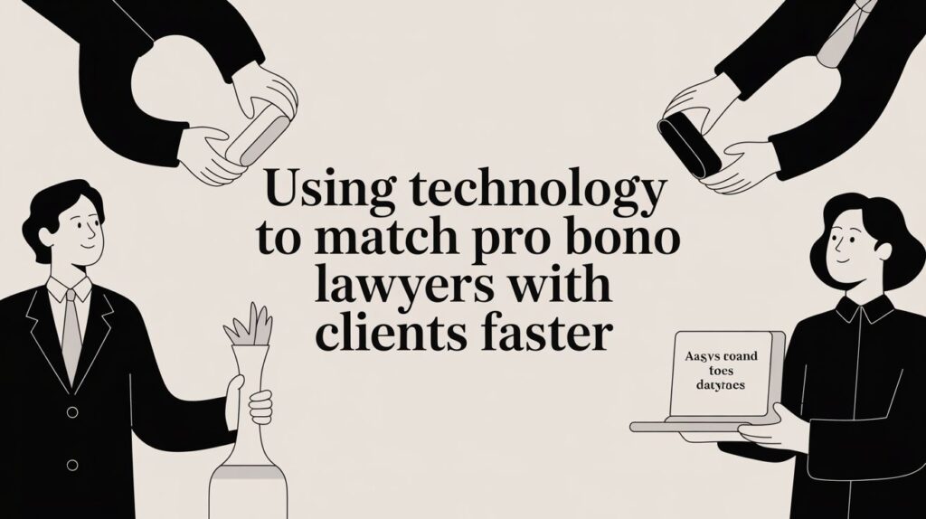 Image of a team using technology to match pro bono lawyers with clients faster