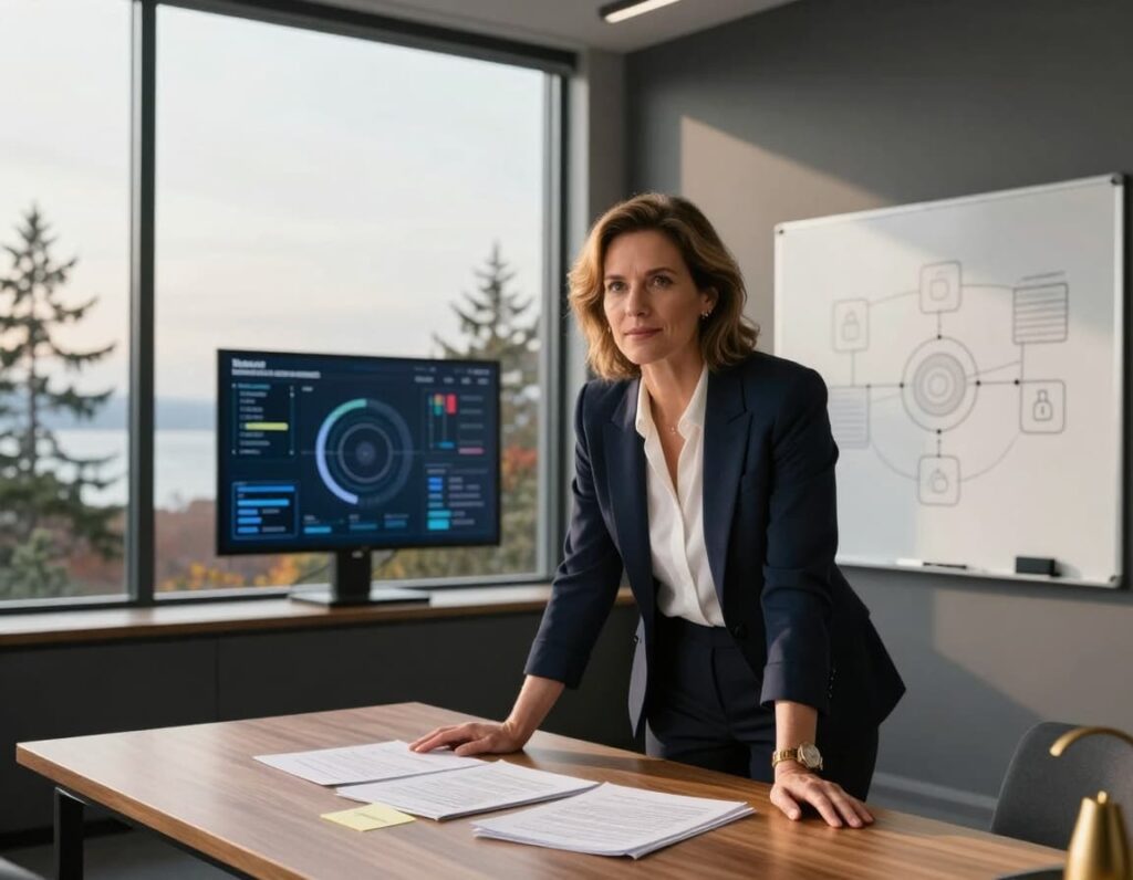 A CEO overseeing a quarterly technology review that drives decisions, not just slides, by focusing on cost, risk, and growth