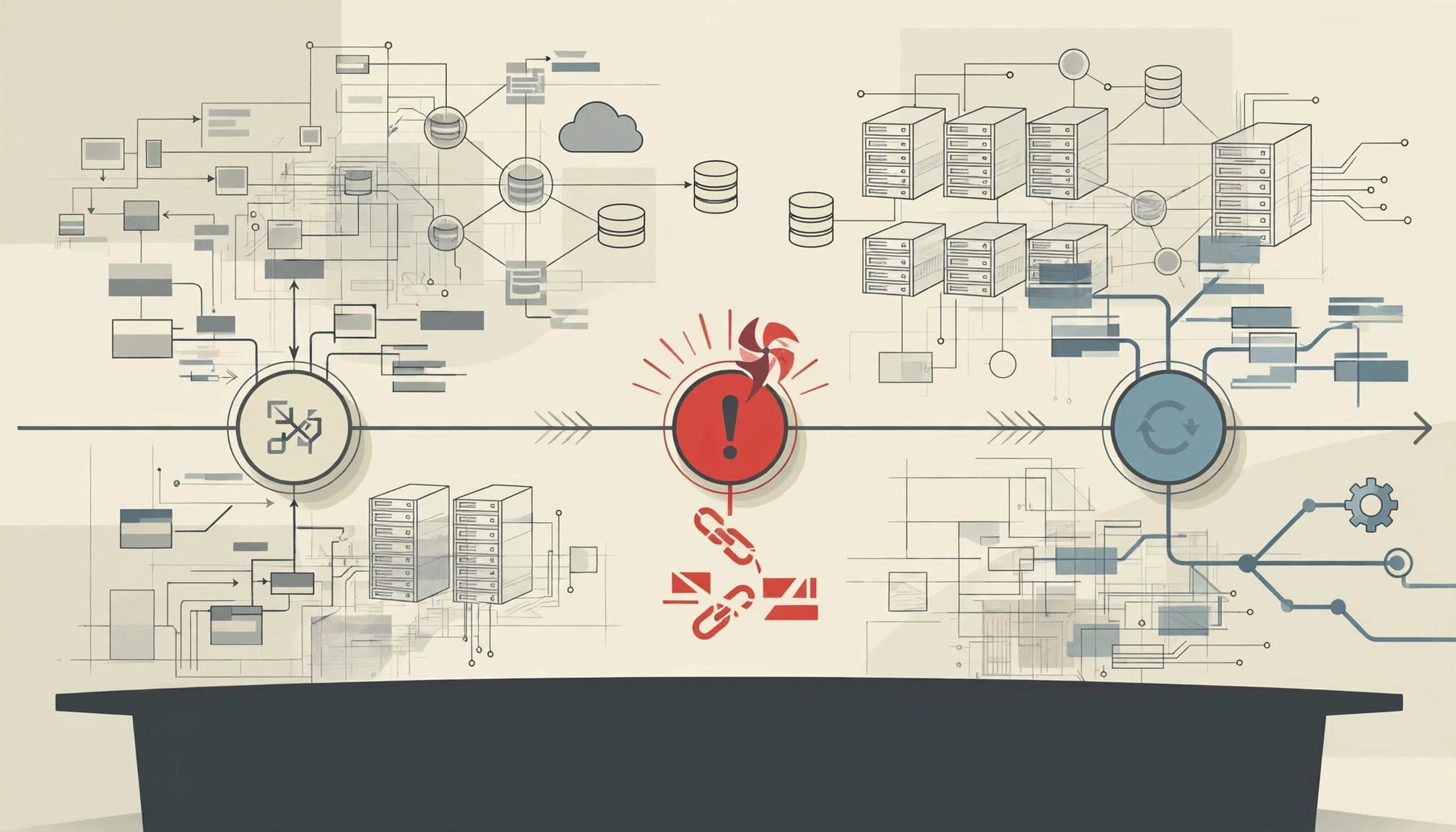 A business timeline with three decision points and a red marker highlighting a missed signal.